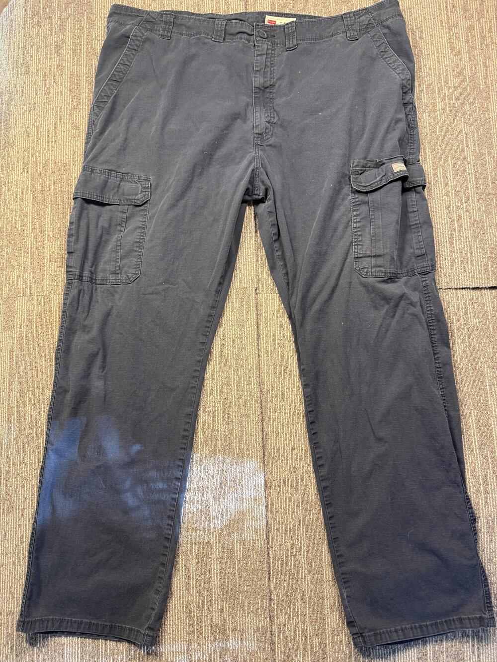 Wrangler Pants Mens 44x32 Blue Relaxed Fit Stretch Cargo Straight Leg Casual